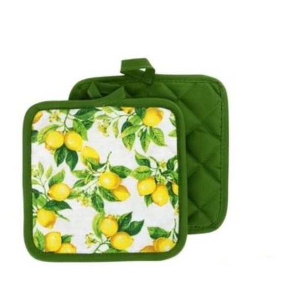*** BUNDLE/LOT OF 2 *** Tuscan Lemon Themed Kitchen Potholders Pot Holders NWT - Picture 1 of 10